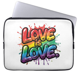 Liefde is Liefde - Regenboog Pride Citaat Kunst  Laptop Sleeve