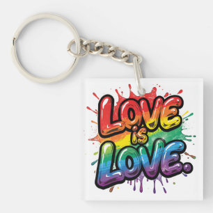 Liefde is Liefde - Regenboog Pride Citaat Kunst  Sleutelhanger