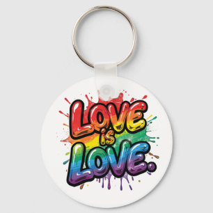 Liefde is Liefde - Regenboog Pride Citaat Kunst  Sleutelhanger