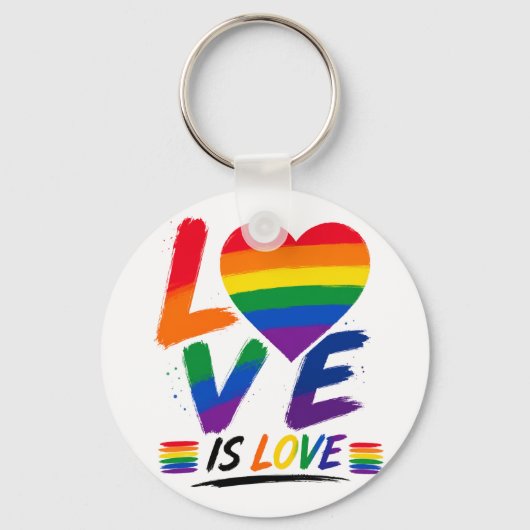 Liefde is Liefde – Regenboog Pride Kwast Ontwerp Sleutelhanger (Voorkant)
