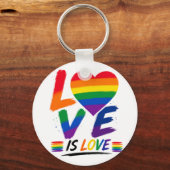 Liefde is Liefde – Regenboog Pride Kwast Ontwerp Sleutelhanger (Voorkant)