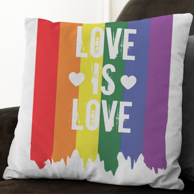 Liefde is liefde regenboog Pride LGBT Kussen (Creator heeft geüpload)