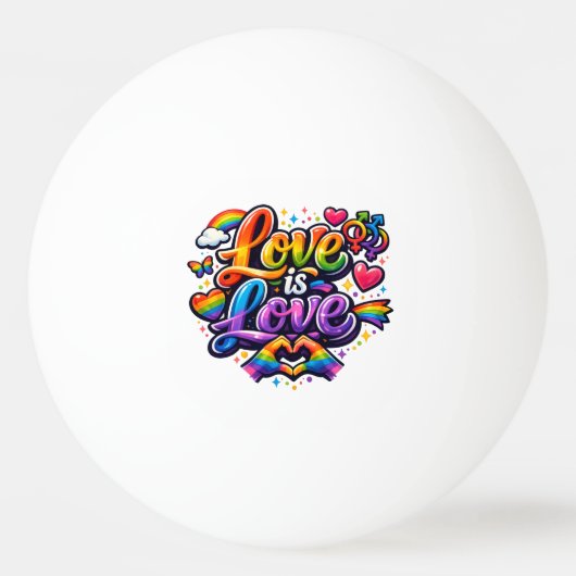 Liefde Is Liefde – Regenboog Pride Typografie Pingpongbal (Voorkant)