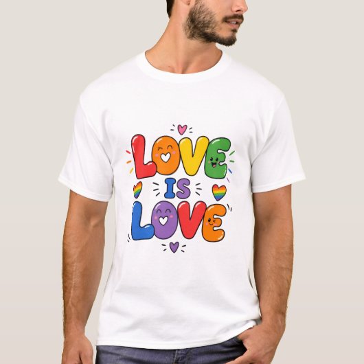 Liefde Is Liefde Regenboog Trots T-shirt (Voorkant)