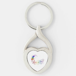 Liefde is Liefde Regenboog Veer Elegant Hart Metaa Sleutelhanger