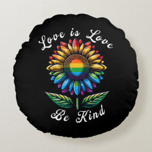 Liefde Is Liefde Regenboog Zonnebloem LGBT+ Gay Le Rond Kussen