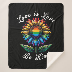 Liefde Is Liefde Regenboog Zonnebloem LGBT+ Gay Le Sherpa Deken