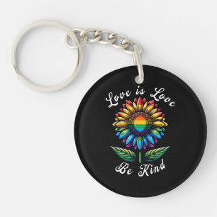 Liefde Is Liefde Regenboog Zonnebloem LGBT+ Gay Le Sleutelhanger