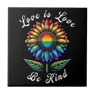 Liefde Is Liefde Regenboog Zonnebloem LGBT+ Homo L Tegeltje