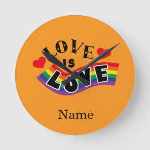 Liefde Is Liefde Regenbooglint Typografie met Hart Ronde Klok