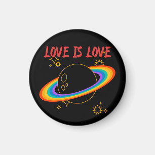 Liefde is liefde. Regenboogplaneet. LGBTQ+pride Magneet