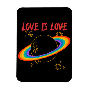 Liefde is liefde. Regenboogplaneet. LGBTQ+pride Magneet