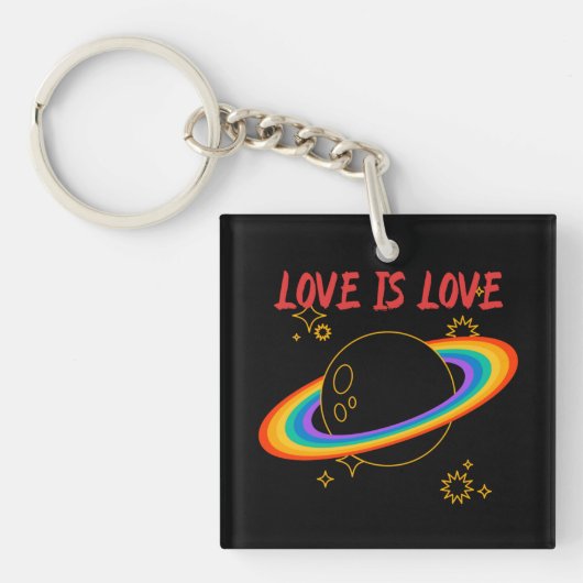 Liefde is liefde. Regenboogplaneet. LGBTQ+pride-to Sleutelhanger (voorkant)