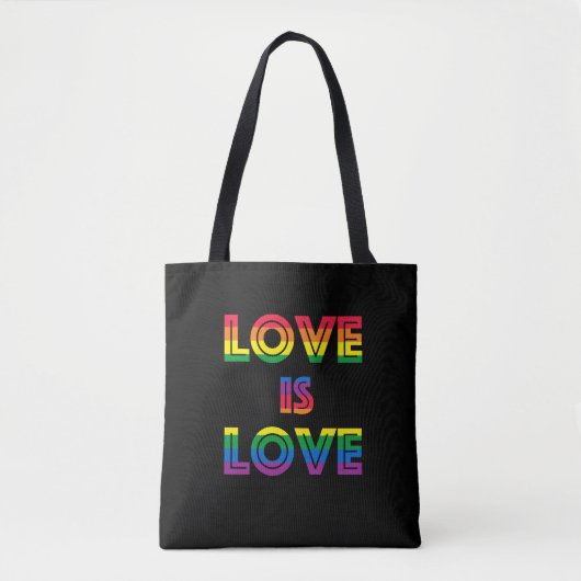 Liefde is liefde Retro Gay Pride LGBT Black Tote Bag (Voorkant)