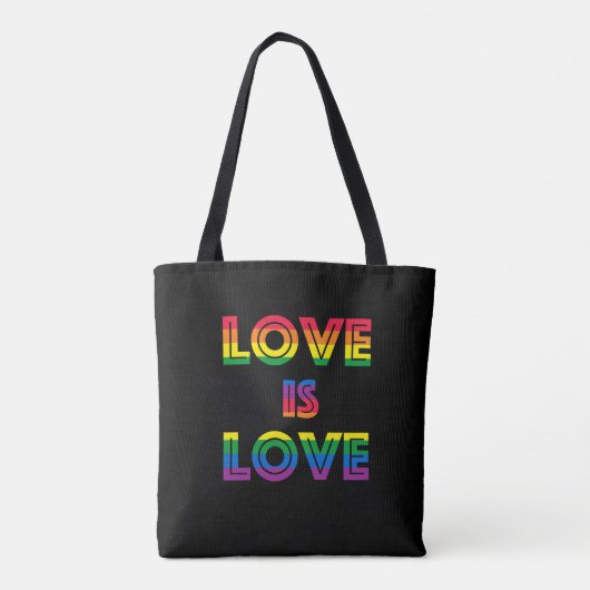 Liefde is liefde Retro Gay Pride LGBT Black Tote Bag (Achterkant)