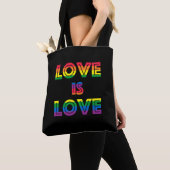 Liefde is liefde Retro Gay Pride LGBT Black Tote Bag (Dichtbij)