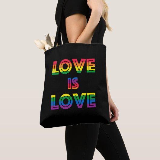 Liefde is liefde Retro Gay Pride LGBT Black Tote Bag (Dichtbij)