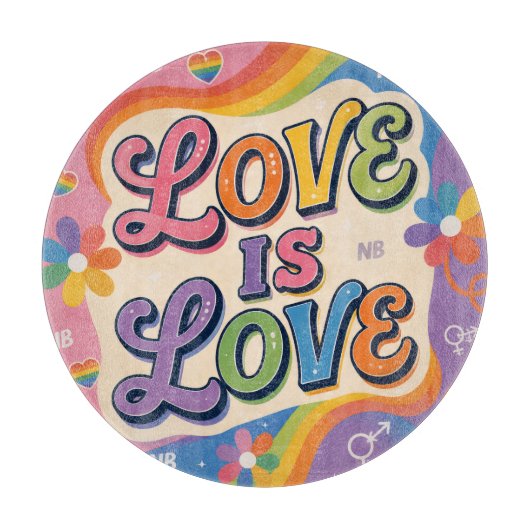 Liefde Is Liefde Retro Pride Typografie Snijplank (Voorkant)