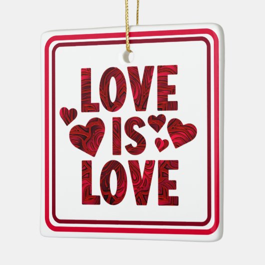 Liefde is liefde, rode harten keramisch ornament (Links)