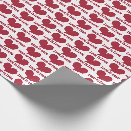 Liefde is liefde rood hart cadeaupapier (Hoek)