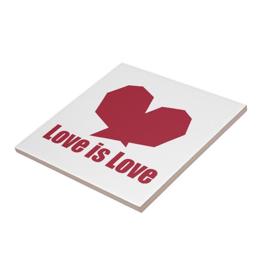 Liefde is liefde rood hart tegeltje (Zijkant)