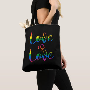 Liefde is liefde script LGBT zwart Tote Bag