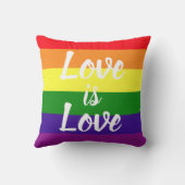 Liefde is Liefde Script Regenboog Streep Pride Kussen (Achterkant)