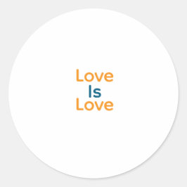Liefde is liefde sinaasappel blauw kleurrijke prid ronde sticker
