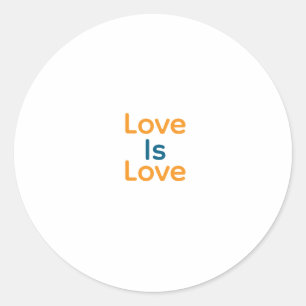 Liefde is liefde sinaasappel blauw kleurrijke prid ronde sticker