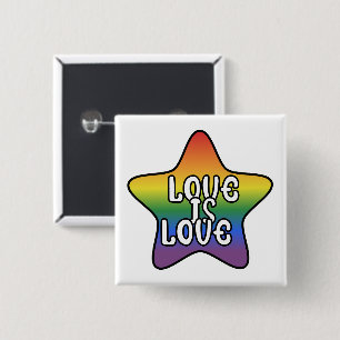 Liefde Is Liefde Ster Regenboog LGBT Vlag Kleurver Vierkante Button 5,1 Cm