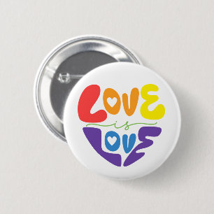 Liefde is Liefde Trots – Hart Vormgegeven Regenboo Ronde Button 5,7 Cm