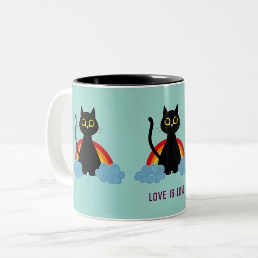 LIEFDE IS LIEFDE trots kat mok (Voorkant links)