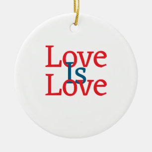 Liefde is liefde trots rood blauw juni LGBTQ eenvo Keramisch Ornament