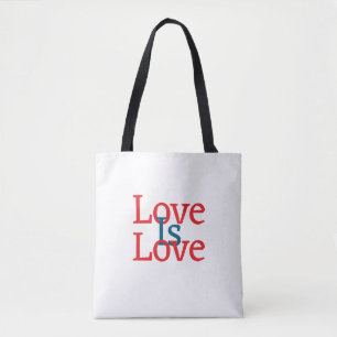 Liefde is liefde trots rood blauw juni LGBTQ eenvo Tote Bag