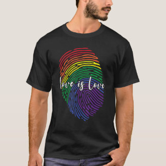 Liefde Is Liefde Vinger Print DNA LGBTQ Regenboog  T-shirt