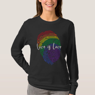 Liefde Is Liefde Vinger Print DNA LGBTQ Regenboog  T-shirt