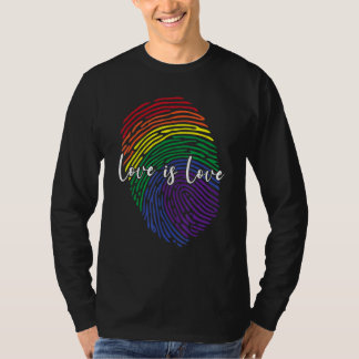 Liefde Is Liefde Vinger Print DNA LGBTQ Regenboog  T-shirt