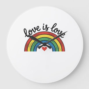 Liefde Is Liefde Vintage Regenboog Hart Shirt Ontw Grote Klok