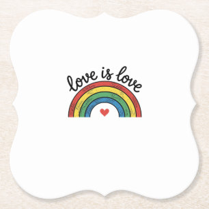 Liefde Is Liefde Vintage Regenboog Hart Shirt Ontw Kartonnen Onderzetters
