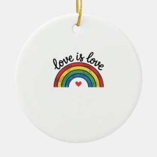 Liefde Is Liefde Vintage Regenboog Hart Shirt Ontw Keramisch Ornament