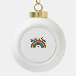 Liefde Is Liefde Vintage Regenboog Hart Shirt Ontw Keramische Bal Ornament