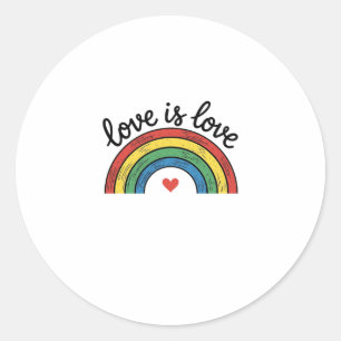 Liefde Is Liefde Vintage Regenboog Hart Shirt Ontw Ronde Sticker