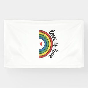 Liefde Is Liefde Vintage Regenboog Hart Shirt Ontw Spandoek