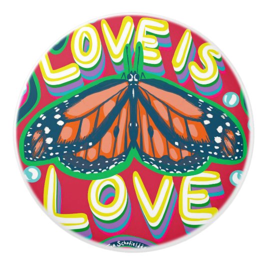 Liefde is Liefde Vlinder Keramische Knop (Voorkant)