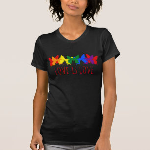 Liefde is liefde vlinder regenboog zwart t-shirt