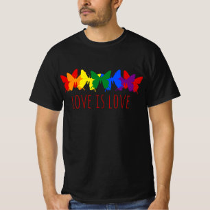 Liefde is liefde vlinder regenboog zwart t-shirt
