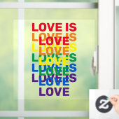 Liefde is liefde voor regenboog modern typografisc raamsticker (Huis)
