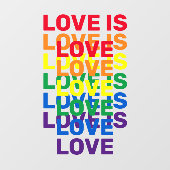 Liefde is liefde voor regenboog modern typografisc raamsticker (Vel)