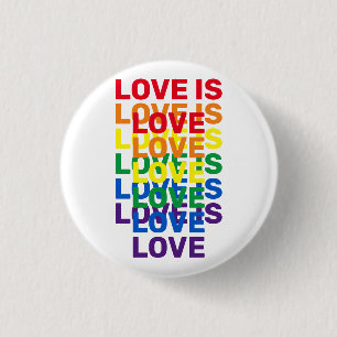 Liefde is liefde voor regenboog modern typografisc ronde button 3,2 cm