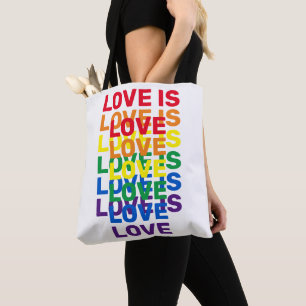 Liefde is liefde voor regenboog modern typografisc tote bag